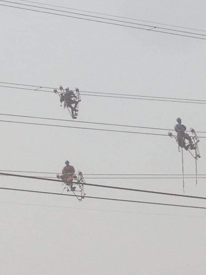 abnartsrb's tweet photo. ECG Engineers and Technicians busy working on the transmission lines. It's on record that since Rawlings time, no government has engaged in such maintenance work. https://t.co/Ghpmg2kWZp