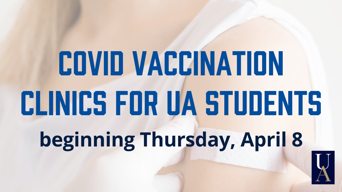 NEW: The University of Akron will hold a series of COVID vaccination clinics (Johnson &amp; Johnson vaccine – requires only one dose) for enrolled UA students beginning Thursday, April 8.

Be sure to complete the interest survey by April 5. More details: ow.ly/ftvb50EeTMF