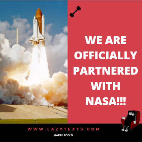 mytextmate's tweet photo. Some exciting news students!! We are officially partnered with @NASA
.
.
.
(please look at the "#") #LazyTexts #April1st #BadPrank #ucf #fau #tu https://t.co/UMLbf6JLQC