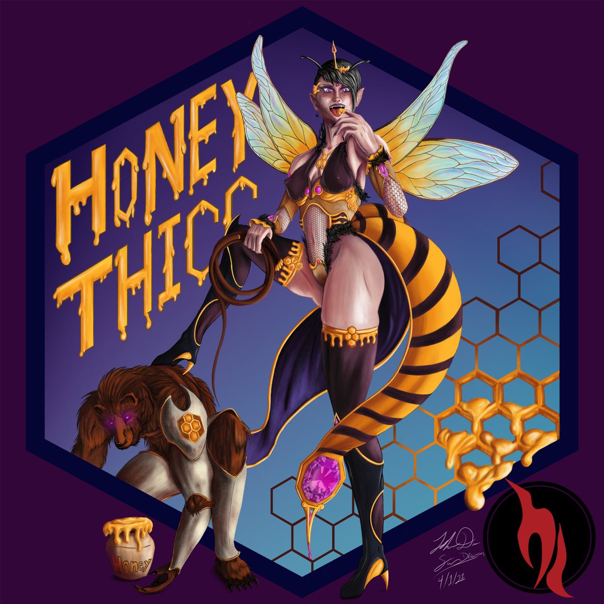 SunFDragon's tweet photo. Spring, now in technicolor. #digitalart #spring #bees  #Bears #Honey #thicc https://t.co/NRoGVAnEDA