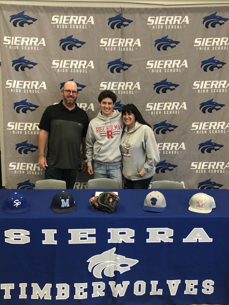 Sierra_Ath_Dept's tweet photo. Congratulations AUSTIN FRISK!!! Today, he signs a Letter of Intent to declare commitment to Rose Hulman Institute for Math and Baseball. Let’s go Austin!! https://t.co/3dFrRLA0Uj