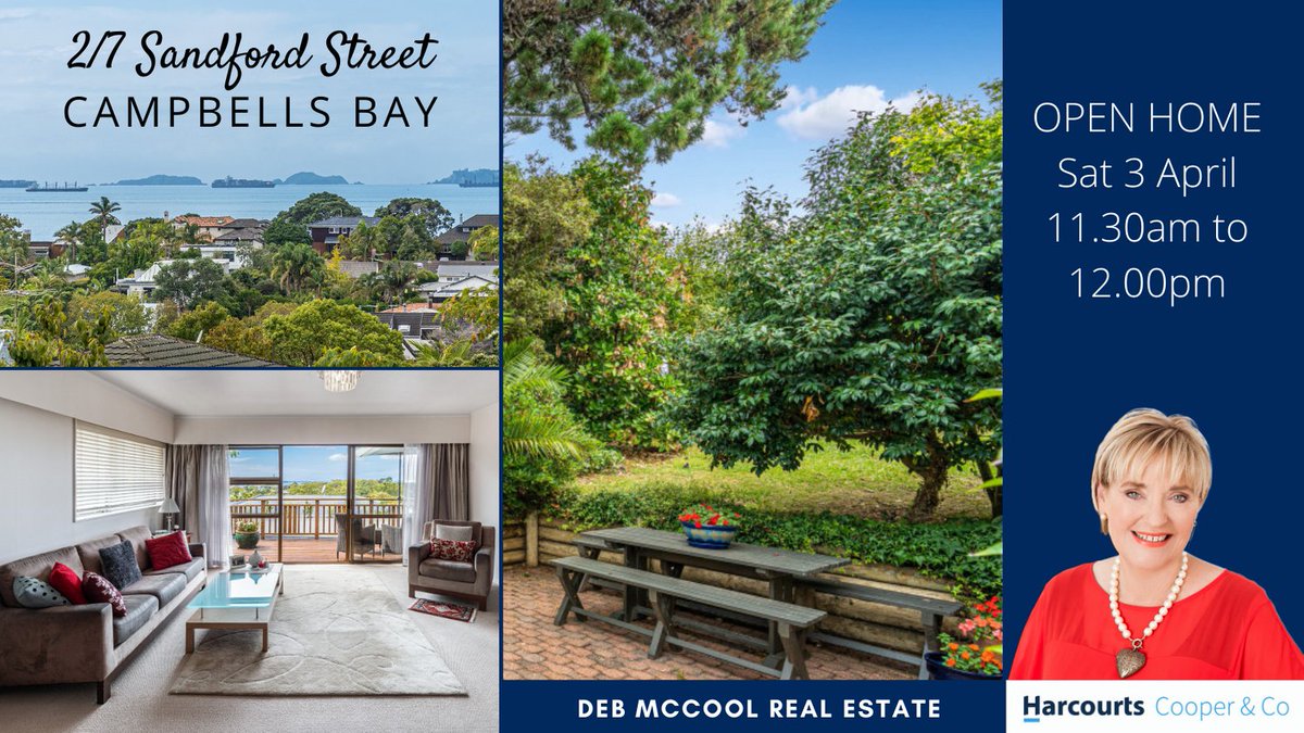DebMcCool's tweet image. #openhome 2/7 Sandford Street, Campbells Bay
Open Saturday 11.30am - 12.00pm with viewing by appointment on Sunday.  021 660 459 #openhome #houseforsaleauckland #northshoreproperty #harcourts #debmccoolrealestate