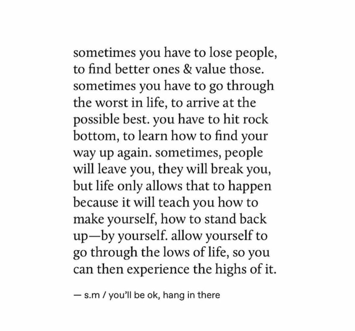 sometimes you have to lose people..
