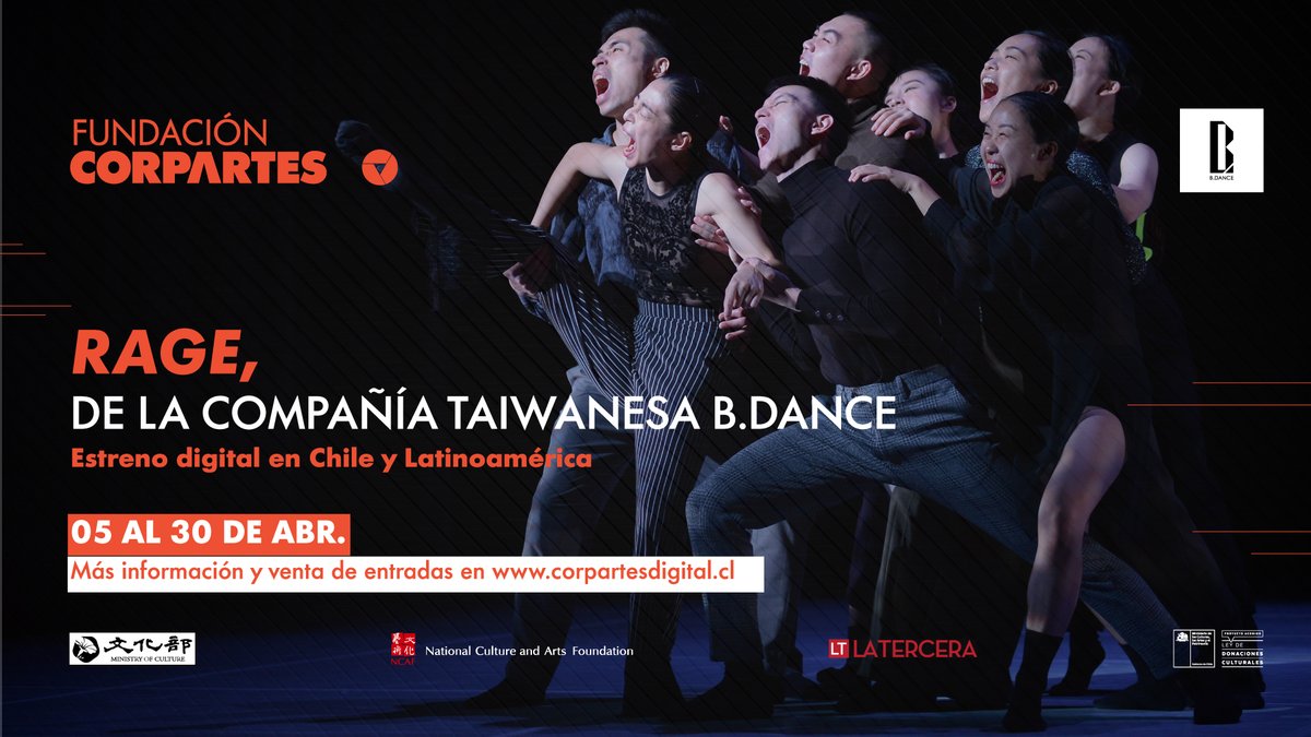 CorpArtes's tweet photo. La furia taiwanesa se acerca a Latinoamérica😡
Durante abril podrás disfrutar en exclusiva de #Rage, el espectáculo de danza contemporánea de la aclamada compañía #BDance👏
🗓️05 – 30 ABR
🟠¡Compra tu entrada!
🎟️https://t.co/2WupU5hikL https://t.co/xZQnWJqcN8