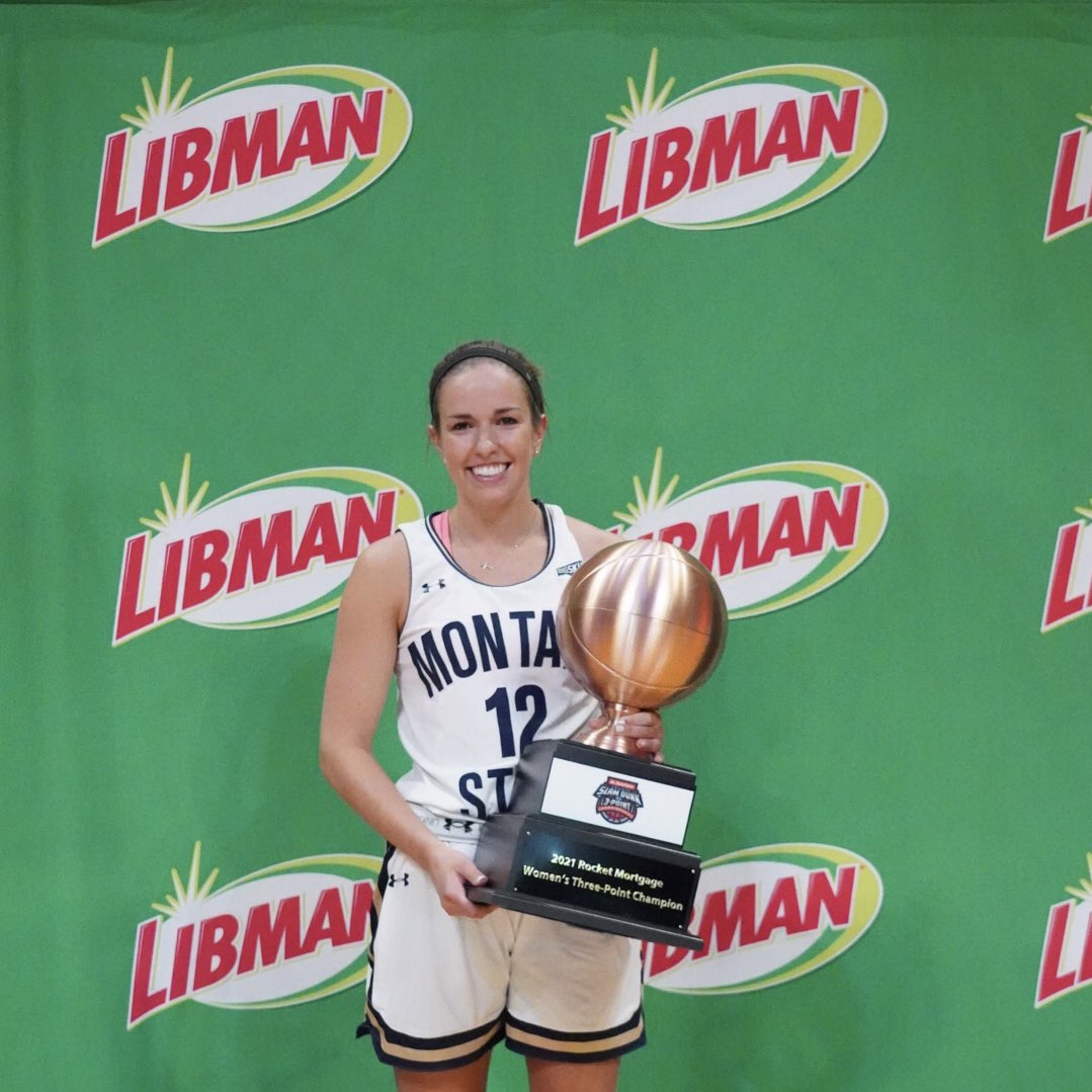 CollegeSLAM's tweet photo. Congrats to our @RocketMortgage Women’s 3-Point Shootout CHAMPION @ToriMartell from @MSUBobcats‼️

Bozeman, stand up! 

#CollegeSlam https://t.co/BBuMTxyfyj