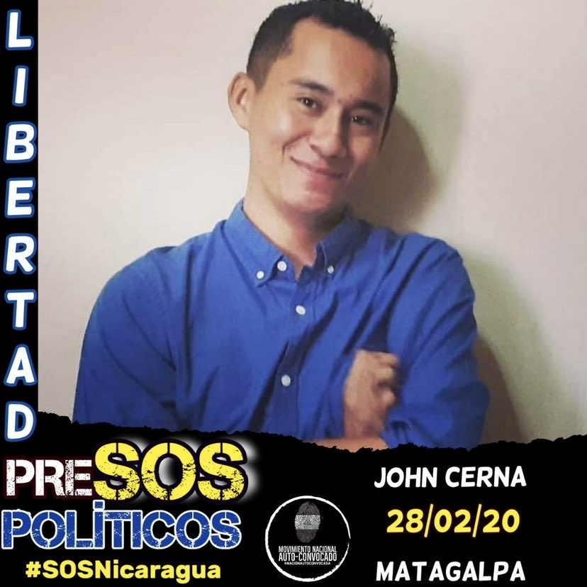 esteliana_la's tweet photo. Exigimos la #Libertad de John Cerna 13 meses de estar secuestrado por el régimen genocida siendo #Inocente, John era estudiante no es delincuente. #LibertadParaLosPresosPolíticos 
#AbrilNoSeOlvida
#SOSNicaragua https://t.co/T47SsjTt1I