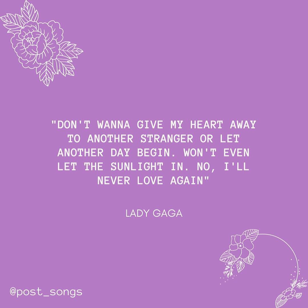 post_songs's tweet photo. "Maybe even cried for you, if I knew it would be the last time". 

@ladygaga 

Te queremos mucho, @ElReySool. 

#LadyGaga #Quotes #PostSongs https://t.co/1eX2gZ7CP4