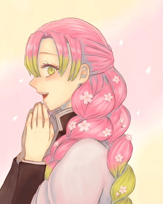 ミヤさんがTwitterに投稿した甘露寺蜜璃(鬼滅の刃)のイラスト。