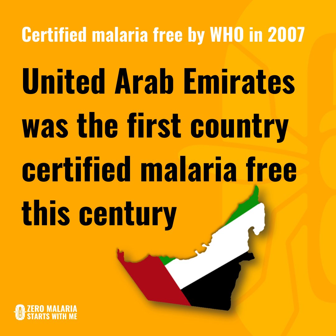 Do you know that the #UAE was the first country to be certified #MalariaFree in this century?

The country was certified malaria free in the year 2007 by #WHO 

Follow us as we celebrate countries that have eliminated malaria

#Countdown to #WorldMalariaDay
#BlockMalariaProject