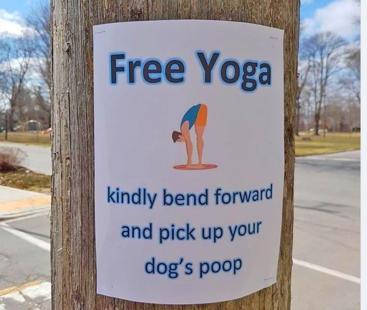 denton_parks's tweet photo. We heard you loud and clear...there’s too much doo doo at the dog park.
Well, we’ve got the answer! Doggie Doo Doo Yoga at the dog park! It’s free for anyone to participate and at any time. 😉
#aprilfools #joke #makeparksbetter https://t.co/NMDGMSnQE7