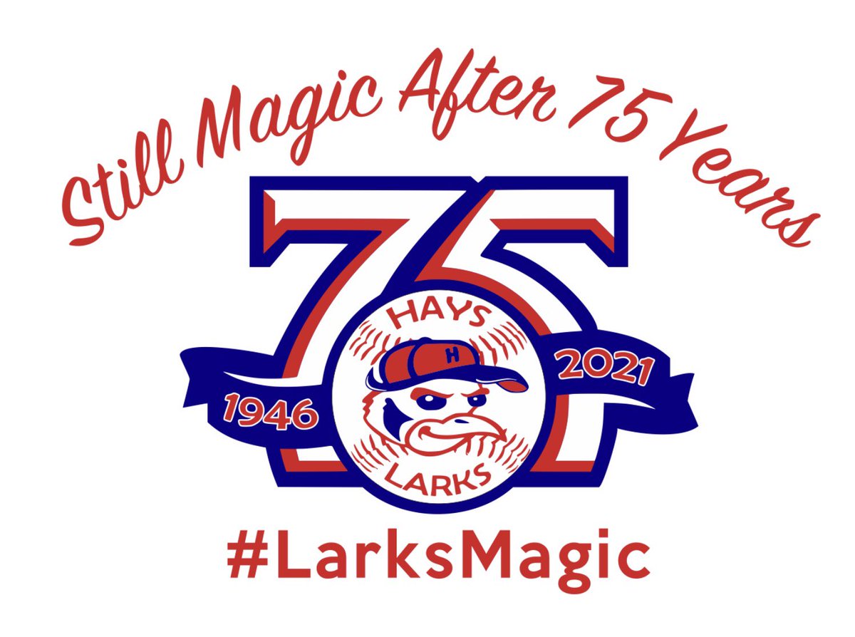 HaysLarksBB's tweet photo. Play ball! Major League Baseball opened its season today, so now is a good time to remind Hays Larks fans our 75th anniversary season opener is on Friday, June 4. Also, save the date for the big anniversary weekend celebration June 18-20. #LarksMagic https://t.co/01uoB9F7Sq