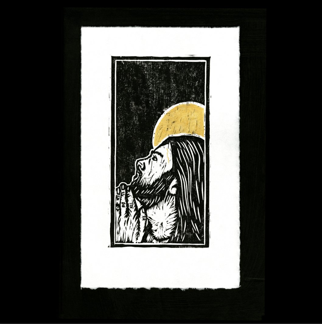 cmillervisuals's tweet photo. He was in such agony and he prayed so fervently that his sweat became like drops of blood falling on the ground.] 
Luke 22:44
. 
"Agony" from The Rosary in Woodcut Prints by Connor Miller woodcut print | 8.5”x15” 
intaglio ink | hosho paper https://t.co/kXdNwmjlJo