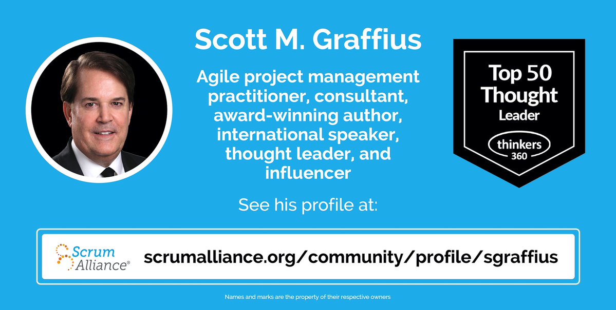 ScottGraffius's tweet photo. Grateful for my involvement with the @ScrumAlliance. My updated profile 👉 https://t.co/1JxWU00Lwa

#agile #agility #BusinessAgility #scrum #AgileCoach #AgileTransformation #startup #speaker #ProjectManagement #AgileProjectManagement #CSP #CSPSM #CSPPO #SFE #CSM #CSPO #tradecraft https://t.co/gDIpyLkZMe