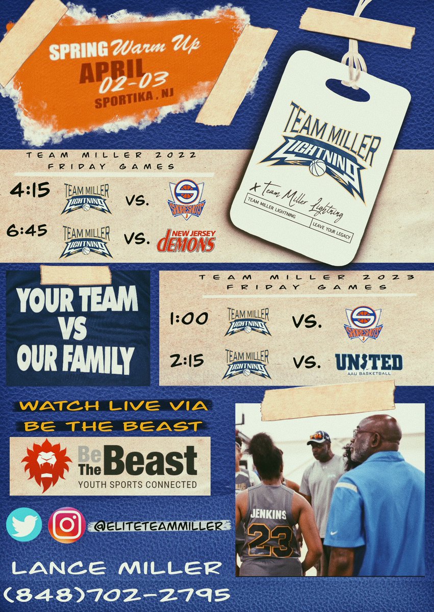 EliteTeamMiller's tweet photo. TeamMiller 2022 &amp; 2023 Schedule and Roster.  We start Friday
Watch us on Live Stream https://t.co/7HuUqxUb4k