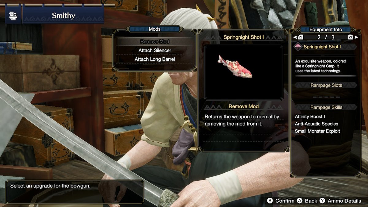 Strawbloody's tweet photo. Fish gun fish gun fish gun!

#MHRise #MonsterHunter #NintendoSwitch https://t.co/hYIQF4dgeK