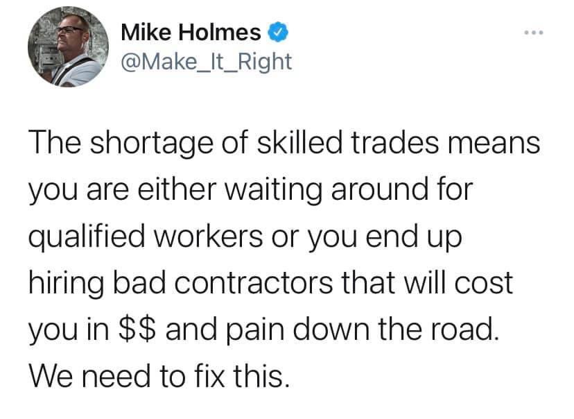 RT if you agree #endskilledtradesstigma