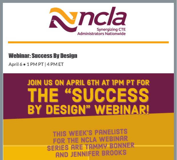 AZCTECC staff are thrilled to be featured on the <a href="/NCLA_CTE/">NCLA</a> webinar next week moderated by <a href="/RachaelEdu/">Rachael Mann</a>.  We'll be discussing grassroots efforts to build statewide consortia and current partnerships in AZ and would love to see you there! Visit us02web.zoom.us/meeting/regist… to register.
