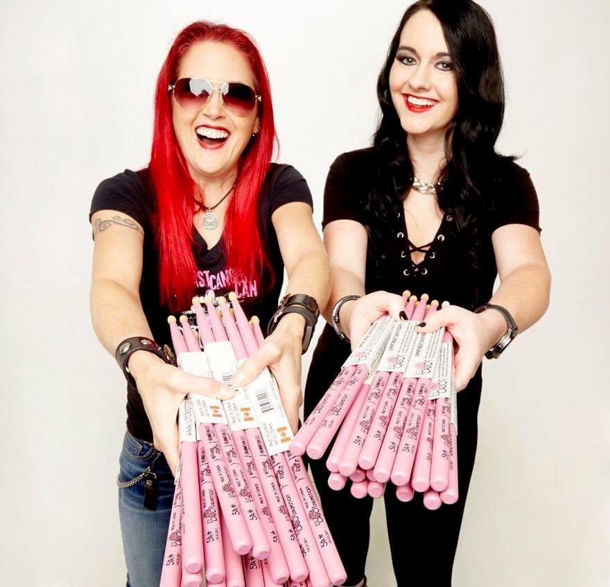 Chicks with sticks! Our founder <a href="/drummerapril/">April Samuels</a> &amp; our Dir. of Sponsorship &amp; Corp. Relations <a href="/michelleEgraves/">Michelle Graves</a> are both endorsed by <a href="/loscabossticks/">Los Cabos Drumsticks</a>!#LosCabosDrumsticks has been a #sponsor of #Drummathon for a long time! Go get a pair! 🥁 breastcancercanstickit.org/store/ 📸 by:<a href="/fotogrldg/">DebraGloria.eth</a>