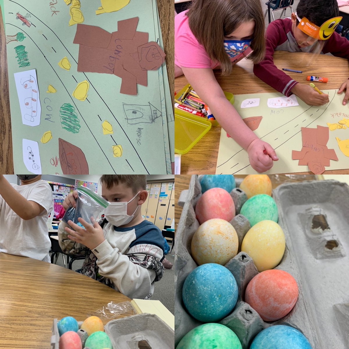 PennLincolnElem's tweet photo. Students completed building their “Vowel town” to celebrate phonics and had fun decorating eggs! #PLSTEAM https://t.co/HwHVUndgM0