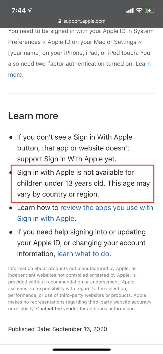 brite_sloth's tweet photo. @Patiisabadie @AmongUsGame @InnerslothDevs It’s likely due to the restriction on child accounts, they cannot use the sign in with Apple ID function. The devs need to add an option to create an account via email option. https://t.co/jhRSkEsXFC