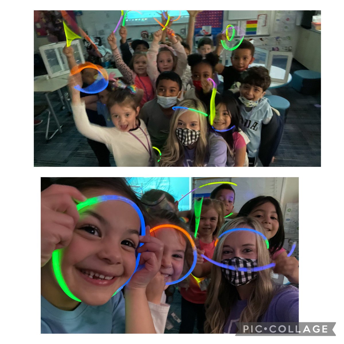 BColacecchi's tweet photo. When a light energy science lesson turns into a glow dance party! My whole heart in one picture 💜 @RogersFrisco #RogersFrisco2020 #FISDK https://t.co/cwNMKbWFPj