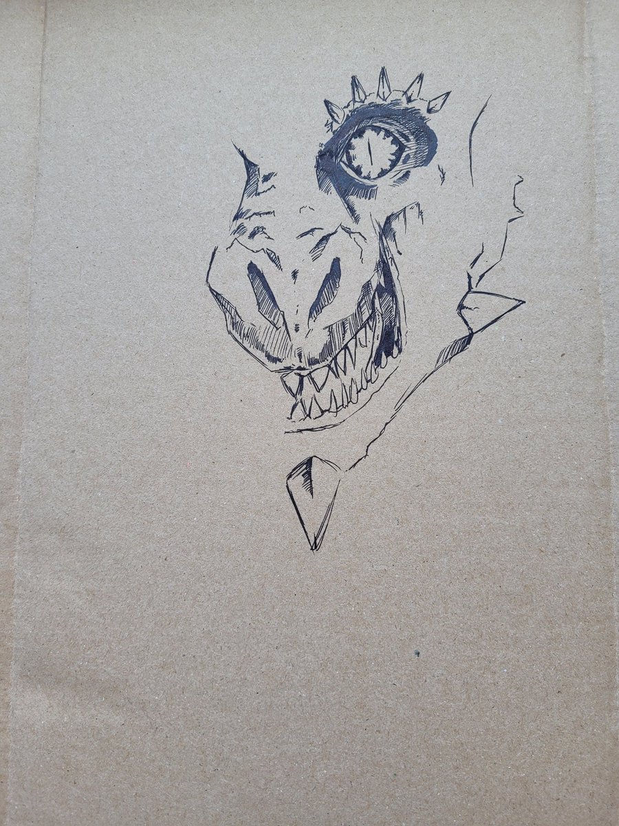 HookEyeStudio's tweet photo. Oof. So I'm trying to draw a dragon head...
Without reference...
Kinda just eyeballing it.
And. Its... a thing
On cardboard with sharpie.
#ArtistOnTwitter #art #illustration #wip #noreference #happning #dragons #oof https://t.co/j36bRjLuEN