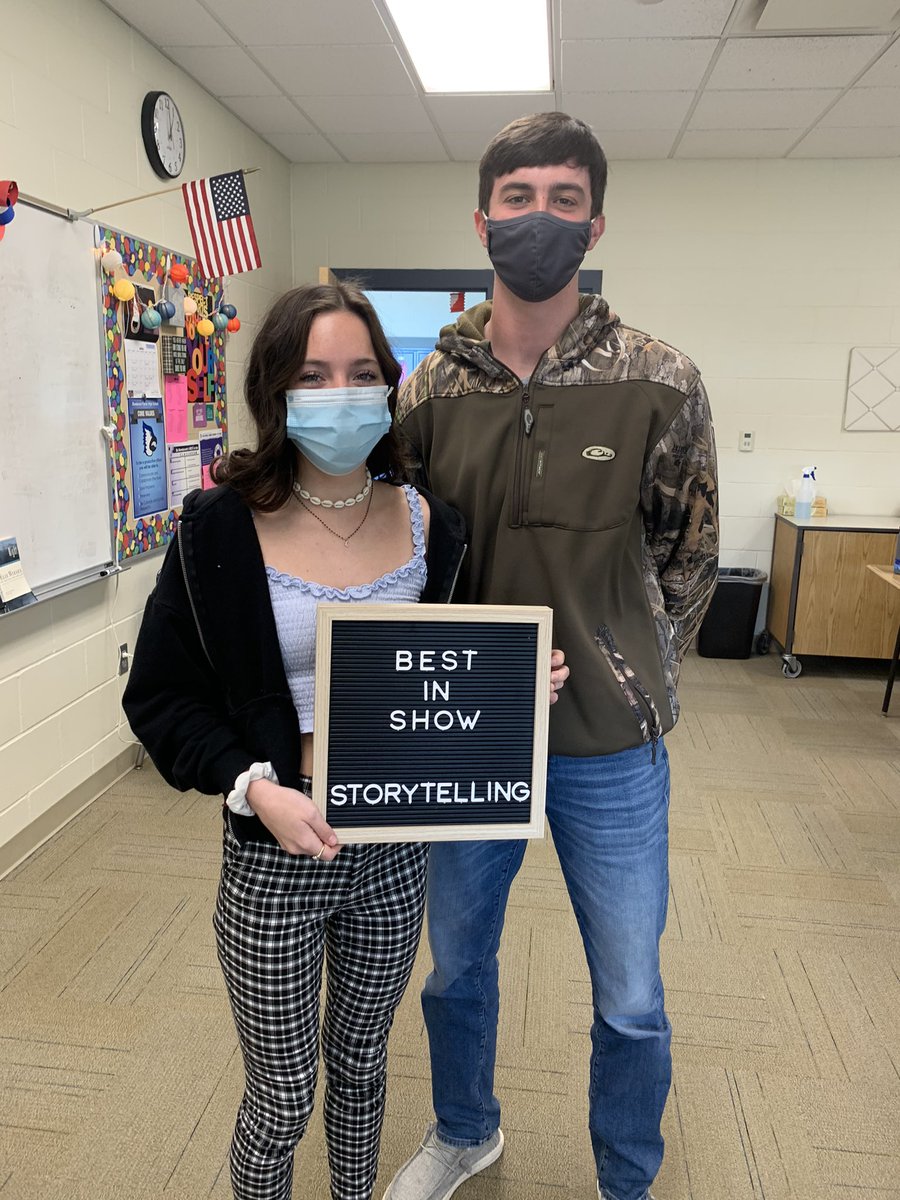 Best in Show in Storytelling. Maddy with “The True Story of the Three Little Pigs” and Cade with “Pigs.” Great delivery! Way to speak!