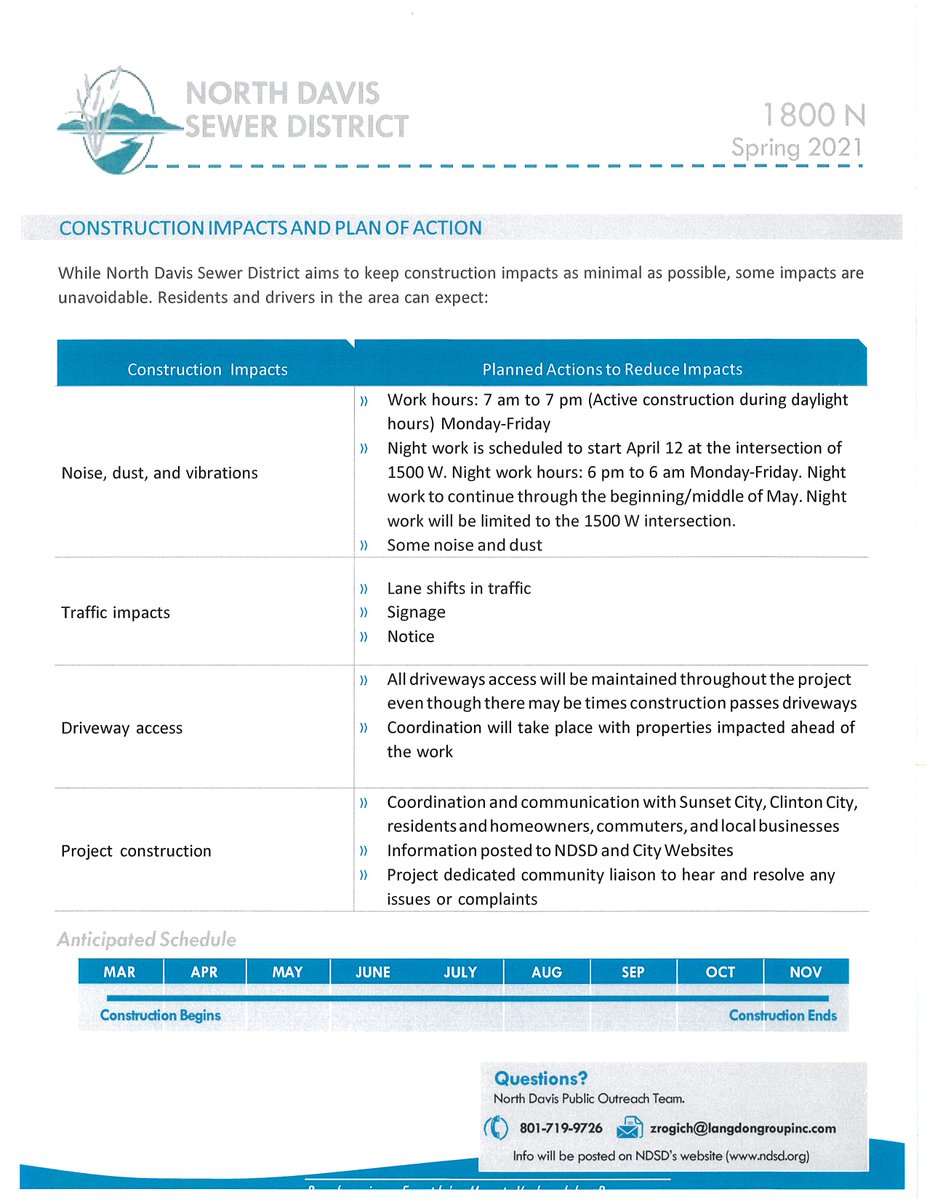 Its that time of year again when we start seeing traffic impacts due to road construction. Let's embrace it and welcome the orange cones into our lives once again!  Please be patient and watch for construction crews and road work signs on 1800 North.