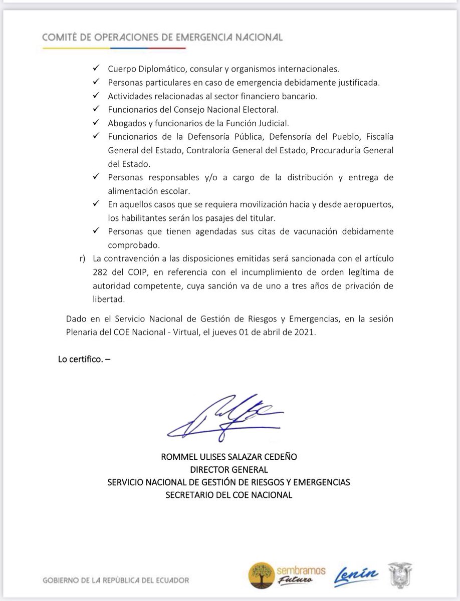 ECU911_'s tweet photo. [ATENCIÓN] Compartimos las resoluciones del #COENacional del 1 de abril de 2021 ⤵️ https://t.co/I8vfpRyzDl