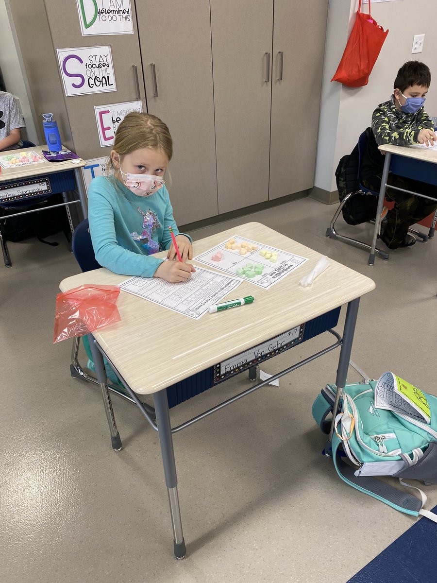 MissMck17's tweet photo. To celebrate Spring Break, we did some marshmallow math today! @OldHundredES https://t.co/fHKOcWaMCN