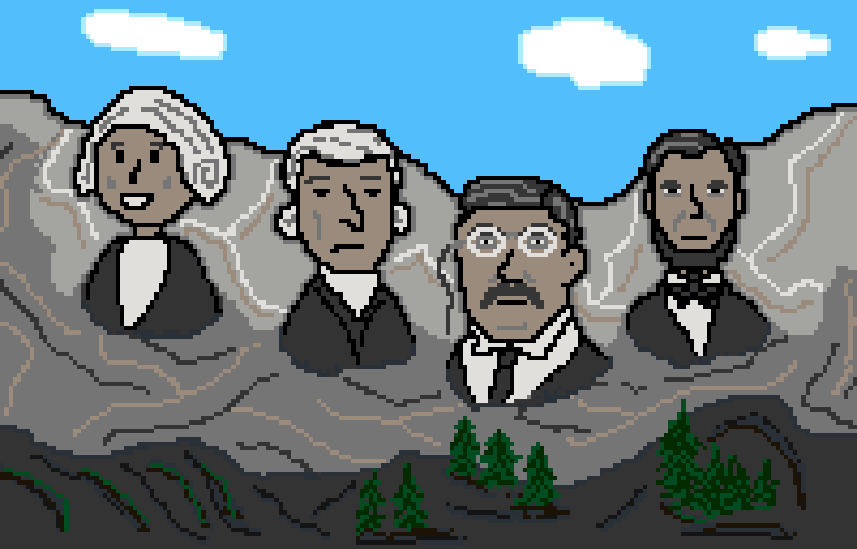 bitpresidents's tweet photo. There are exactly 2 days left to participate in the BitPresidents Challenge. At this time we can reveal the freshly minted prize for the winner. Introducing Mount BitRushmore! This will be gifted to whoever owns the most BitPresidents on April 3, 2021 at 7PM EST (1/2) https://t.co/Bgfd4017Fp