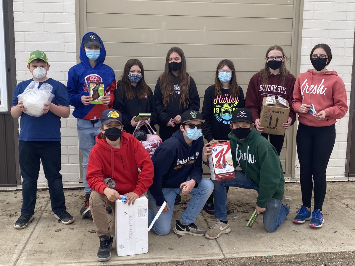 aesjets's tweet photo. Egg Drop Challenge  AES Gr 7&amp;8 students put their minds and hands to work to create their egg safe containers. Thanks to all the participants and congrats to the winners.  We had some great inventions to protect their little eggs.  #Learningtogether @PrairieSouth #Easterfun https://t.co/s3fcAmnV87