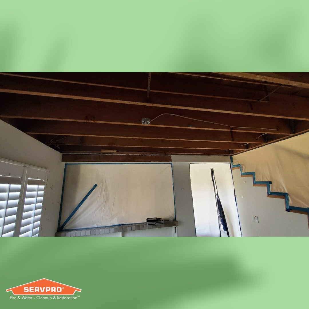 Shower overflow from upstairs resulted in the first-floor ceiling collapsing with the accumulation of water.