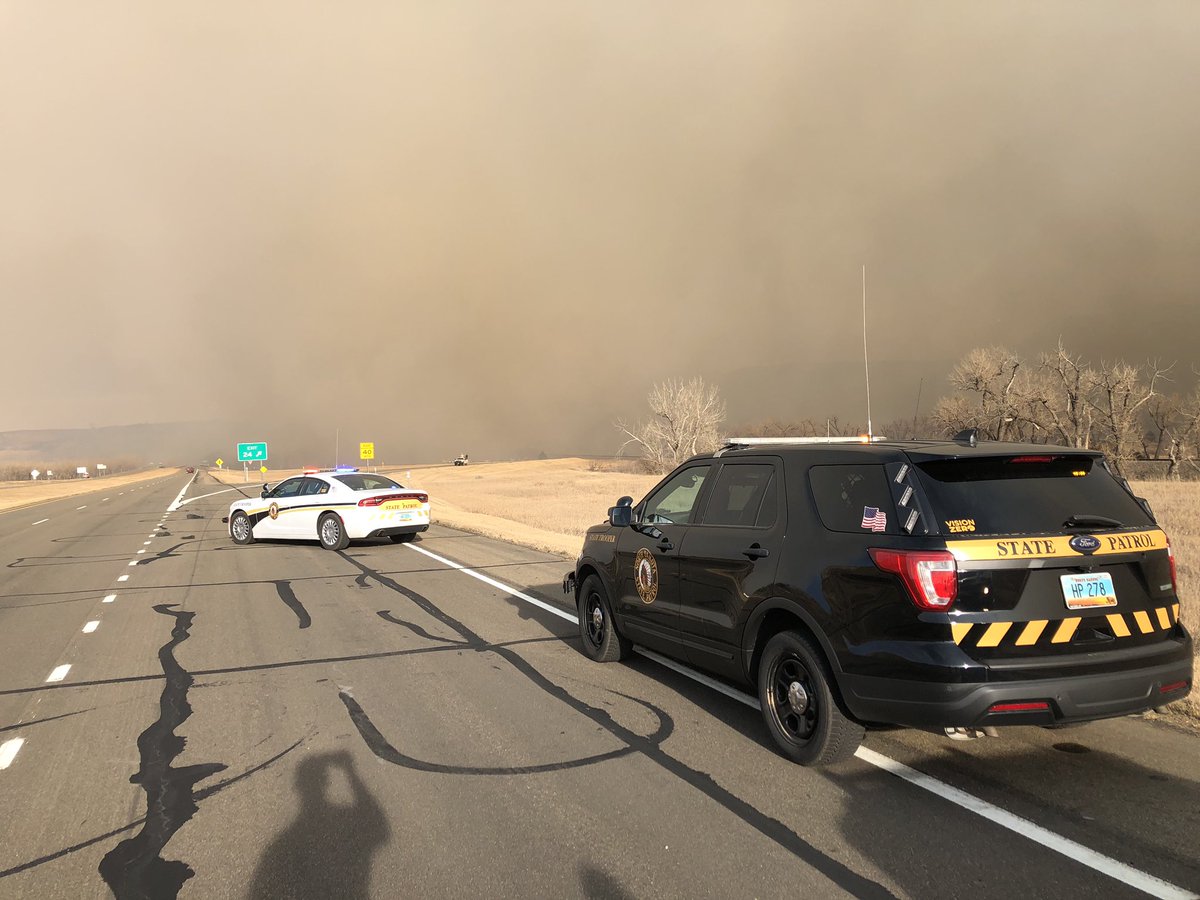 SgtKadrmas's tweet photo. @NDHighwayPatrol @NorthDakotaDOT Here are more photos from #NDHP troopers along I 94 by exit 24. Keep all the firefighters in your thoughts! https://t.co/2KYVZgnahs
