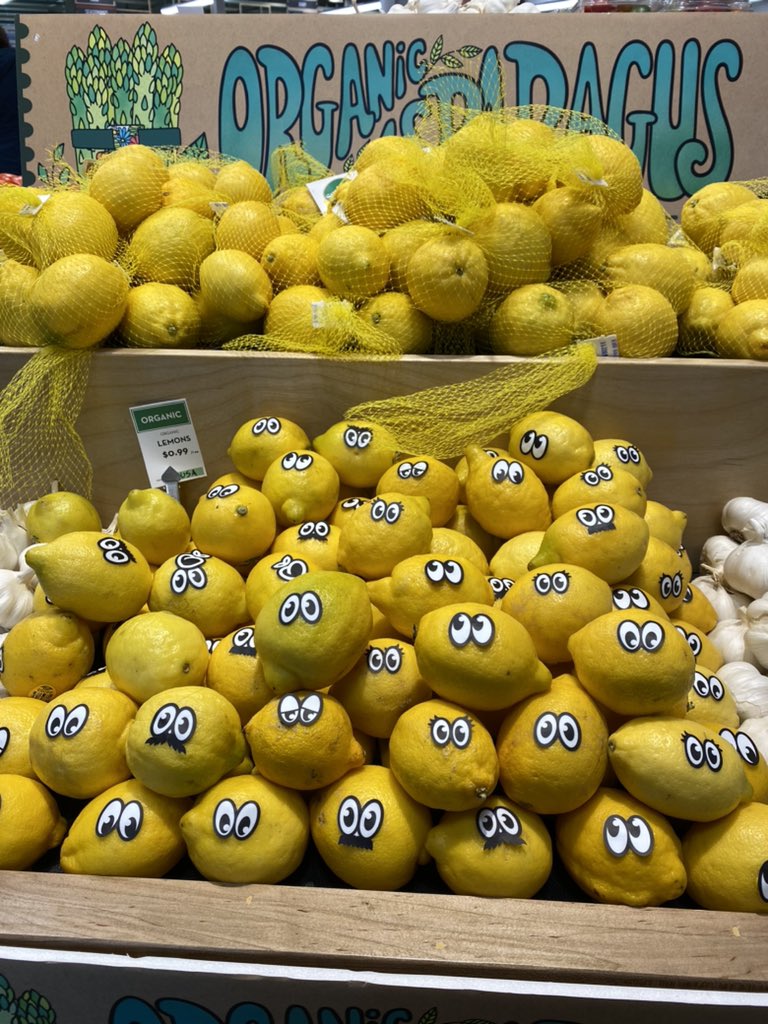 arden_katherine's tweet photo. Local grocery put eyes on all their produce for April fools and how am I supposed to chop them up and eat them now https://t.co/R4QUvkmhrp