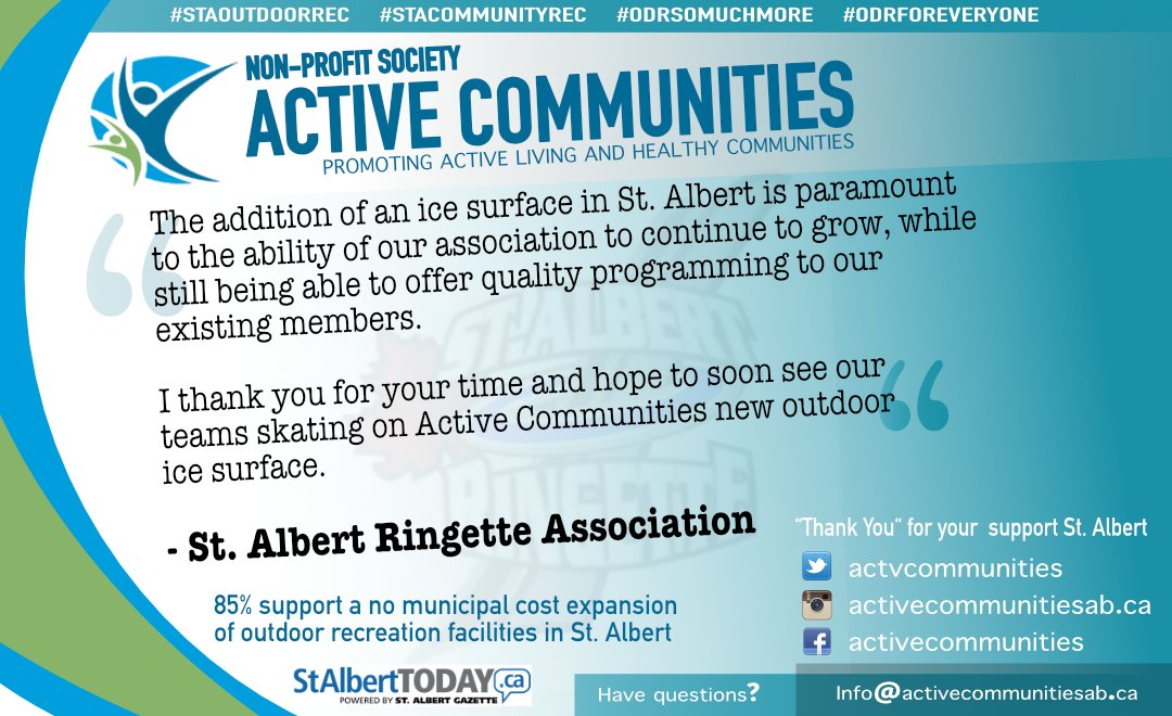 ActvCommunities's tweet photo. “Thank You” St. Albert. Active Communities outdoor recreation project continues to get support from the user groups in our community. The St. Albert Ringette Association (SARA) recently provided their support for the project as a way to continue to grow their quality programs. https://t.co/Ep7Wqrd3Yi