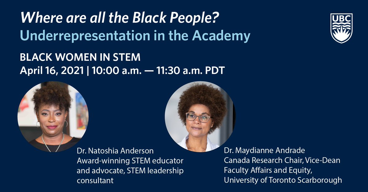 AnanyaVC's tweet photo. Two inspiring leaders in #STEM will share their experience and insights about the underrepresentation of Black women in STEM fields. Register here: https://t.co/NwbEualYAt
@DrToshia11 @WidowWeb @NSERC_CRSNG @nature https://t.co/t20g47u8e5