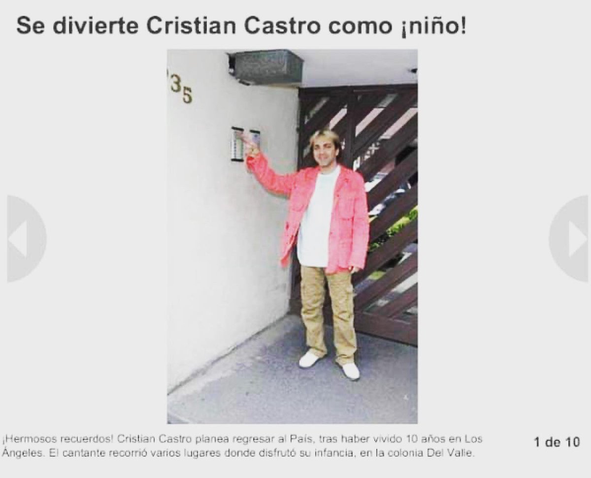 ElRitual's tweet photo. #tbt Revista Gente de México publica esta nota a @CristianCastro quien luego de unos cuantos años volvía a vivir a México. 
Junto a él revivimos sus rincones y sus recuerdos de infancia 😍
📅 Fecha 01-04-2013
@genterevistacom https://t.co/jyLDb3737Q