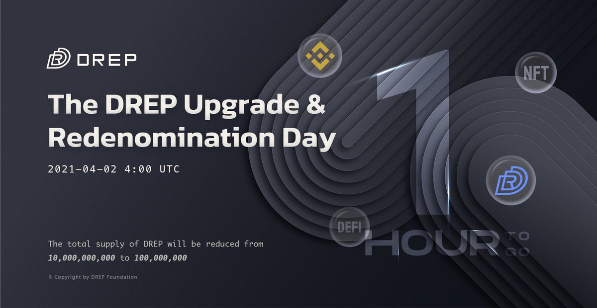 DrepOfficial's tweet photo. ONLY 1 HOUR LEFT! $DREP will be reopen for trading at #Binance  
Are you ready to go to #MOON?

Let's witness the explosion of #NFT+#DeFi+#Layer2!

#COIN #Bitcoin #DREP $BNB https://t.co/DfX87Q4lIg