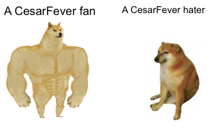 Flam01259316's tweet photo. A CesarFever fan and a CesarFever hater compared. (Don't mind my name its only for April fools). @CesarFever_ https://t.co/ifrFe7watr