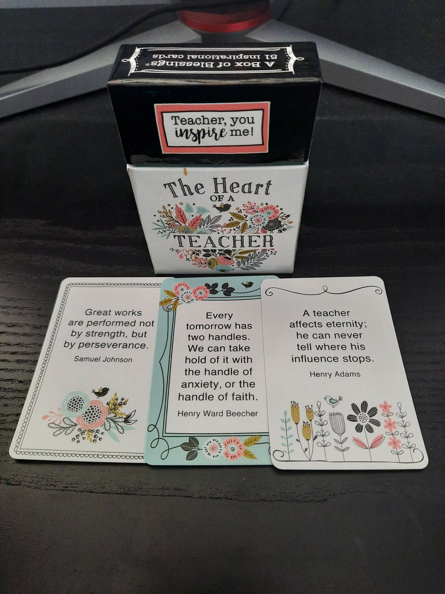 JasonNemeth14's tweet photo. A couple of days ago I was given these cards by my Mum which are inspirational and encouraging quotes for teachers. Often teachers carry significant responsibility so I think it is important that we also prioritise our own wellbeing in order to be effective teachers 👨‍🏫👩‍🏫#acuedu_p https://t.co/rPJj1Ekpnw