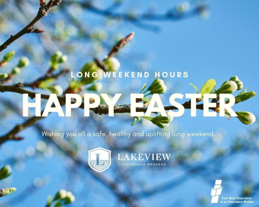 Happy Easter! 🌷🐇 our office is CLOSED for Good Friday and OPEN Saturday. We hope you recharge and refresh this long weekend and enjoy some spring sunshine! ☀️ #LakeviewInsurance #HappyEaster #SpringIsHere