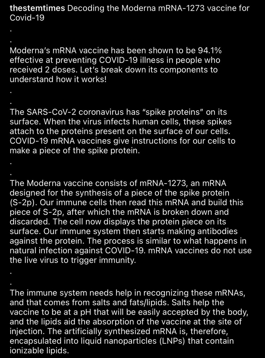 TheSTEMTimes's tweet photo. We are very happy and very sad today - it’s the last post of the #CELLSPACE series - but such a fantastic one — @ishapniti draws the moderna mRNA vaccine composition! Accompanied by brilliant #Scicomm by @awanti_sp, @manasiagrawal1 https://t.co/acSs0DFpSL