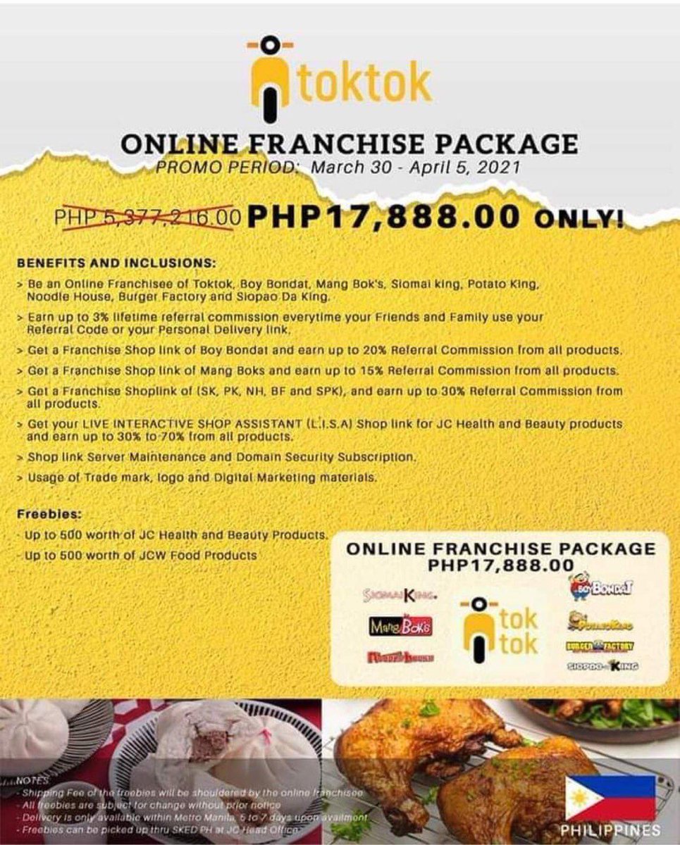 TOKTOKPHna's tweet photo. @iii_skoy Hello po, baka ito na po ang hinihintay natin na sign 👍 

Pwede na po natin simulan kahit wala pa sa ating bayan 😉 

Let’s grab the chance of having 11 in 1 business for a limited promo offer.

Take the opportunity to be an Online Franchisee. https://t.co/RyoM7PAHp7