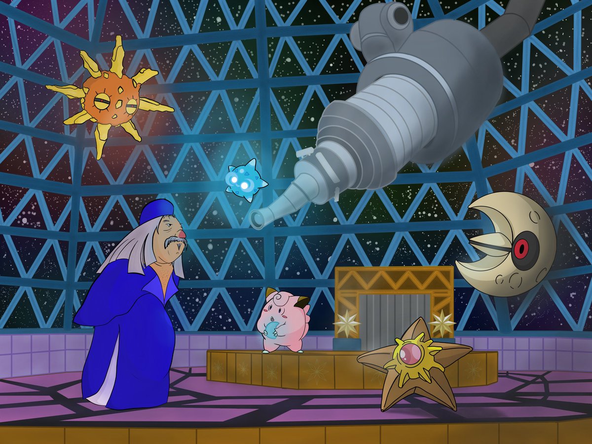mikehdub's tweet photo. I drew another Zelda x Pokémon crossover!
Shikashi and his Pokémon in the Astral Observatory from Majora’s Mask.

#legendofzelda #majorasmask #pokemon #pokémon #sketchbook https://t.co/hBqu8ijMOO