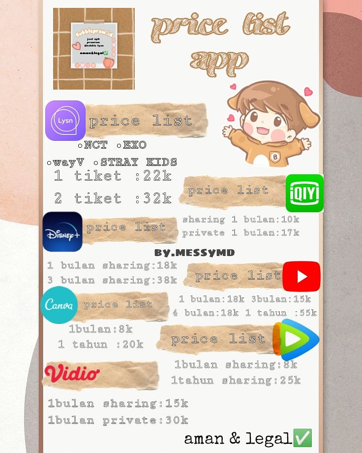 memesgemoi's tweet photo. Bismilah [help RT]🙏🏻
.
Jual app premium murah legal,aman&amp; terpercaya ✅TIKET #BUBBLELYSN EXO,NCT,STRAY KIDS,wayV 
App: Netflix,viu, spotify,iflix,WETV,dl🙏
Sharing &amp; private+ garansi ✅
Pakai akun sendiri✅
💰 payment:dana,OVO, shoppepay,BRI,gopay
📌Minat DM/PC WA 082320957481 https://t.co/X1zJcejRDH
