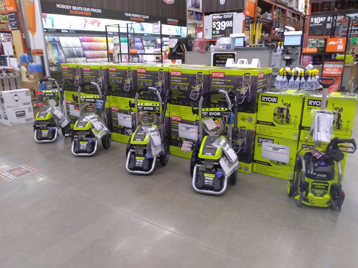 Meg G. (@megsytopolis1) on Twitter photo My beautiful masterpiece! Ryobi pressure washers on display!!! Come and get 'em! <a href="/MondoTHD/">Armando Portillo</a> <a href="/Bbchen19/">BBChenault</a> @ My beautiful masterpiece! Ryobi pressure washers on display!!! Come and get 'em! <a href="/MondoTHD/">Armando Portillo</a> <a href="/Bbchen19/">BBChenault</a> @