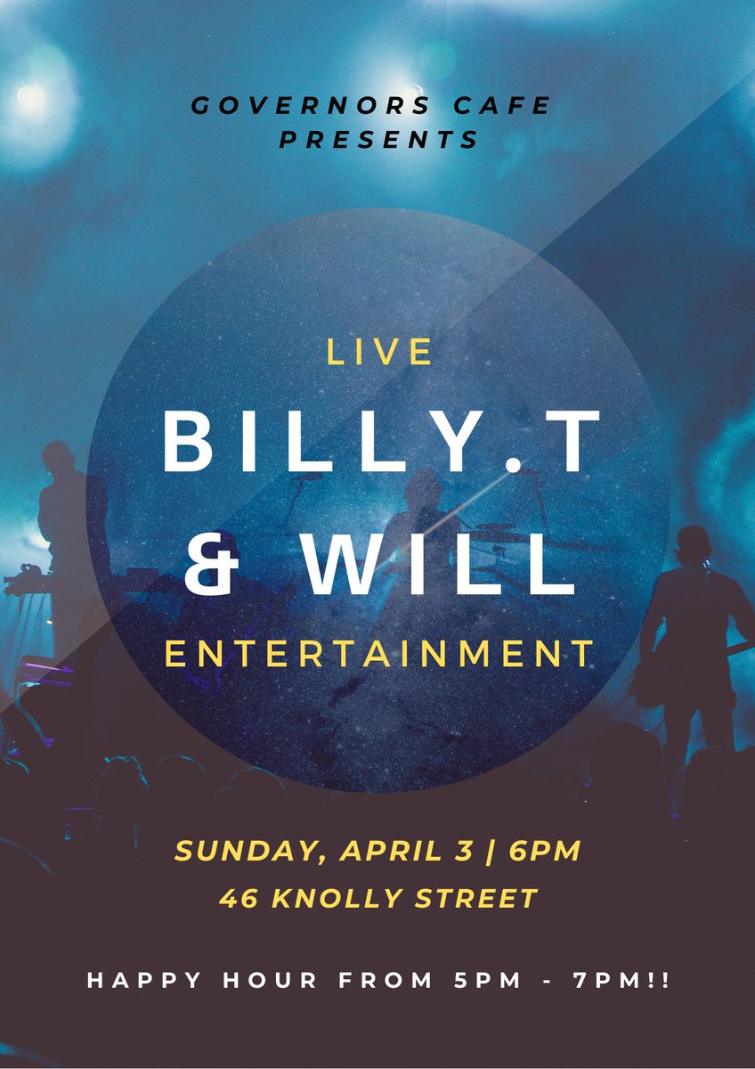 GovernorsCafeFj's tweet photo. Enjoy live music by Billy.T &amp; Will tonight from 6pm onwards!
***Happy Hour from 5pm - 7pm***
#SaturdayNightFun #GovernorsCafe #LiveMusic #46KnollyStreet https://t.co/VbIrHeQHCx