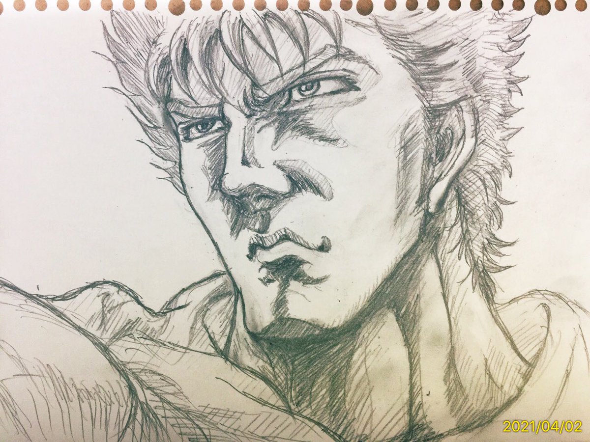 北斗の拳のリメイクを見ていたらめっちゃ気合い入った絵があったのでちょい見て描いてみようと思ったのが大間違い。?
顔にパースが入っていて、底なし沼にハマるやつだ。?
ヒー‼️溺れている!
それでもアップする私。(*'ω`*) 