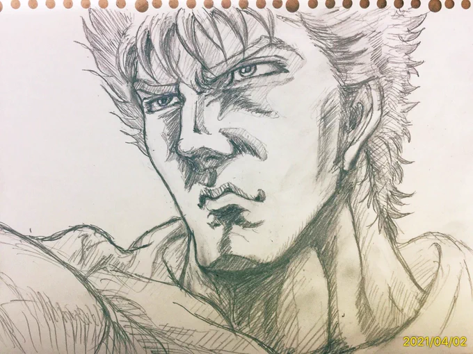 北斗の拳のリメイクを見ていたらめっちゃ気合い入った絵があったのでちょい見て描いてみようと思ったのが大間違い。?
顔にパースが入っていて、底なし沼にハマるやつだ。?
ヒー‼️溺れている!
それでもアップする私。(*'ω`*) 